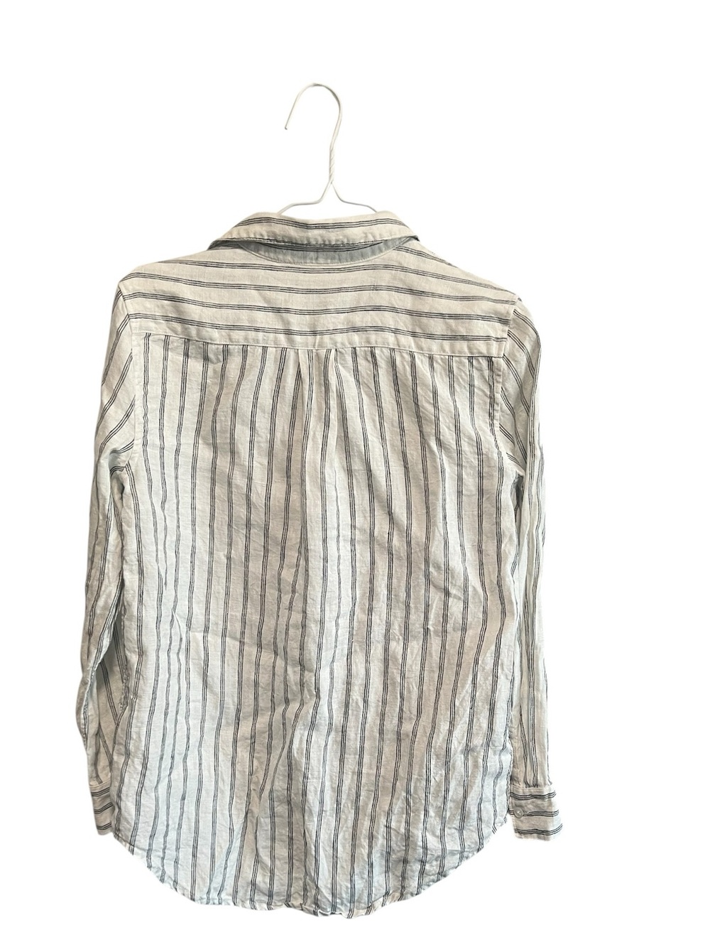 Quince 100% European Linen Long Sleeve Shit Cameal/ Black Stipe Size Small - Picture 5 of 8